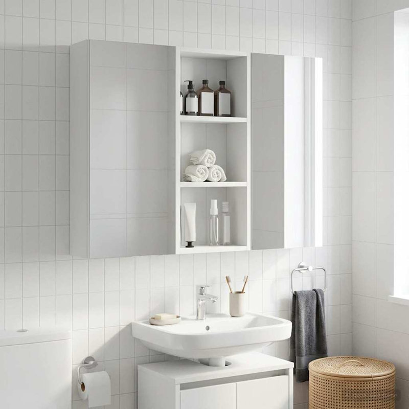 Bathroom Cabinet, 70cm H x 30cm W x 14cm D, White