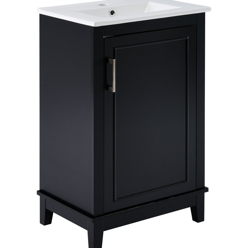 Petite armoire de meuble-lavabo moderne 20 po, lavabo en céramique, beaucoup de rangement, porte à fermeture en douceur 20 po avec lavabo - Meubles