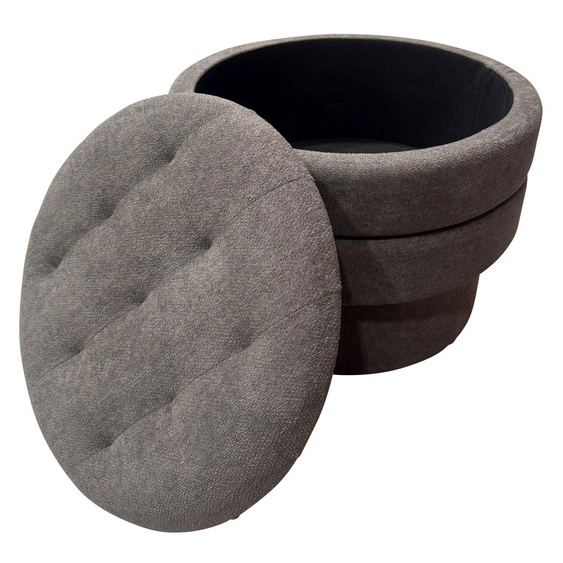 Repose-pieds rond avec rangement Modern, Repose-pieds moderne avec rangement - gris anthrac