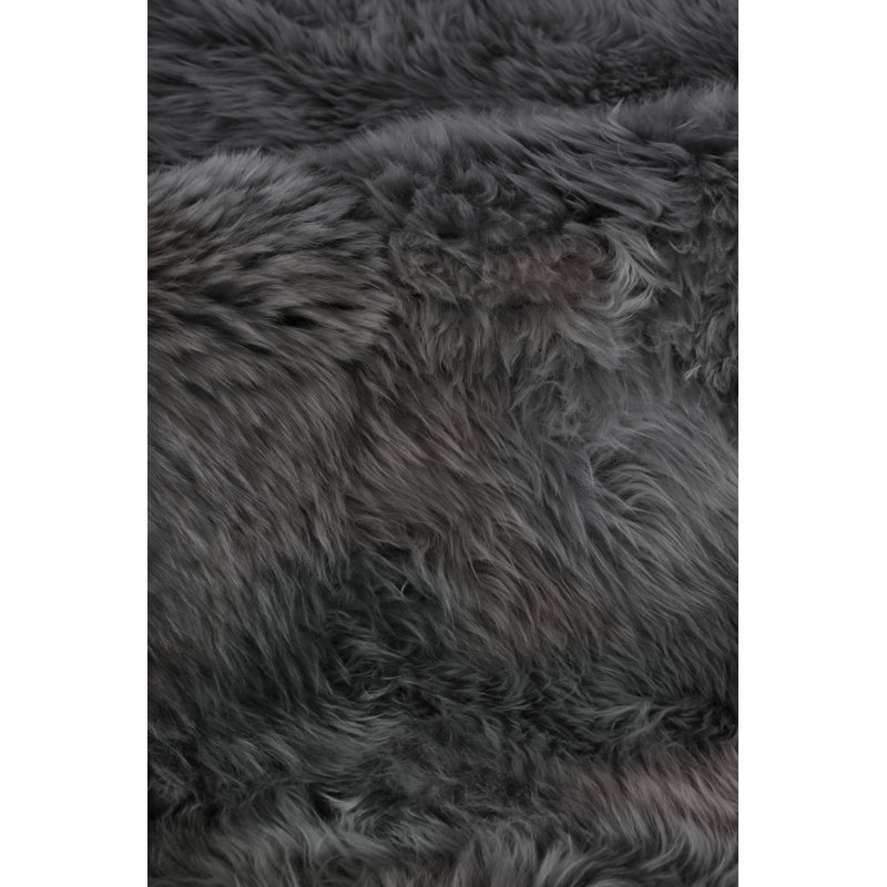 Sheepskin Area Rug in Dark Gray, Rectangle 13'6" x 17'6"