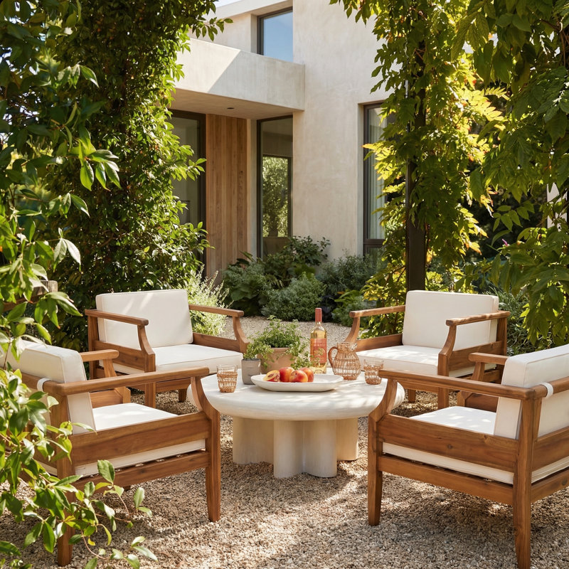 Leist Acacia Outdoor Lounge Chair, Cream