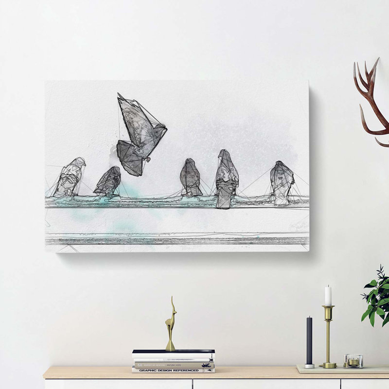 Pigeons In Abstract - Wrapped Canvas Print, 60cm H x 91cm W x 3cm D