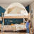 Kids Bed Tent Canopy with Lights & Flags - Portable Foldable Indoor Floor/Bunk Bed Tent for Single Size, Privacy Playhouse Sleeping Space for Boys Girls, Bedroom Decor & Ideal Kids Gifts (Golden)-122919313