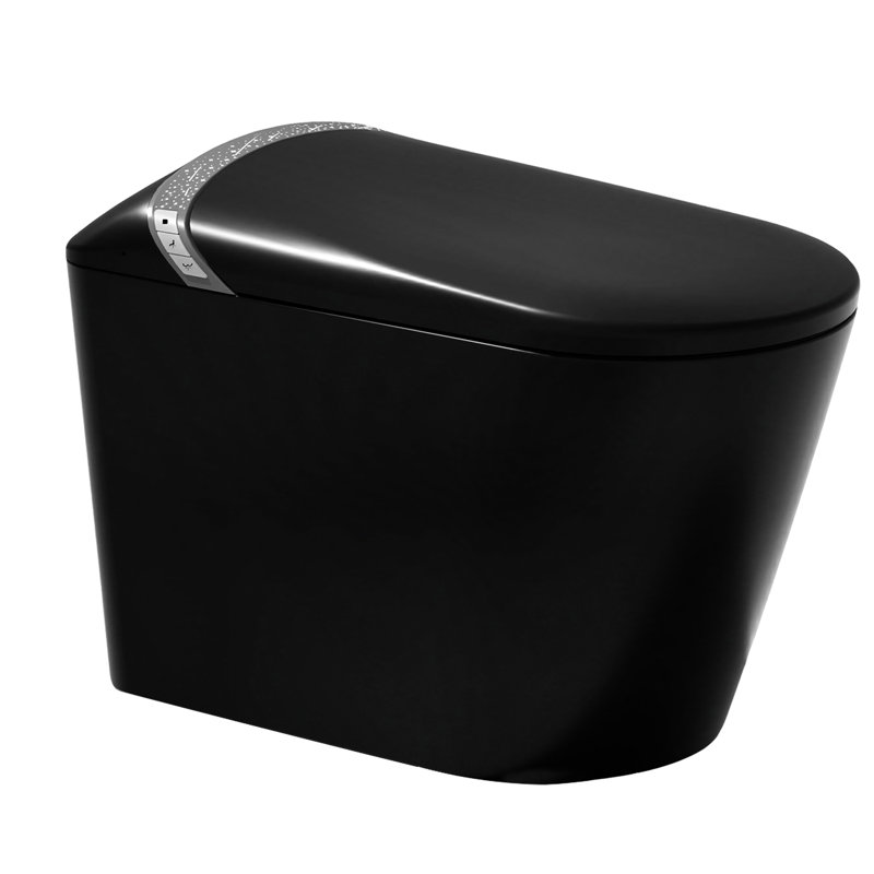 Starry Night - Integrated Smart Toilet, Bidet In Place, Auto Open/Close Seat Lid, Foot Sensor For Flushing, Led Display, Multiple Washing Options, Matte Black Bathroom Bathroom's Toilet With ,