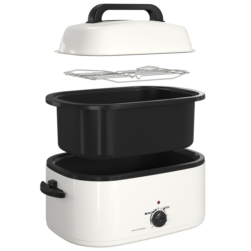 Sunvivi Electric Roaster Oven with Removable Pan, White, 24 quarts