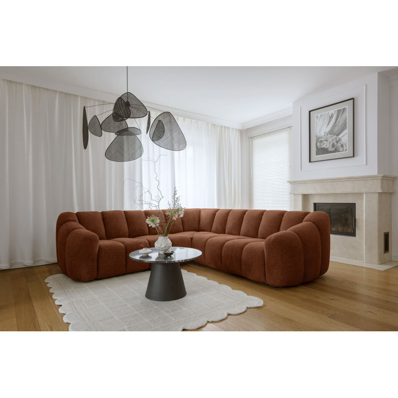 Shell Corner Sofa , Orange, Symmetrical