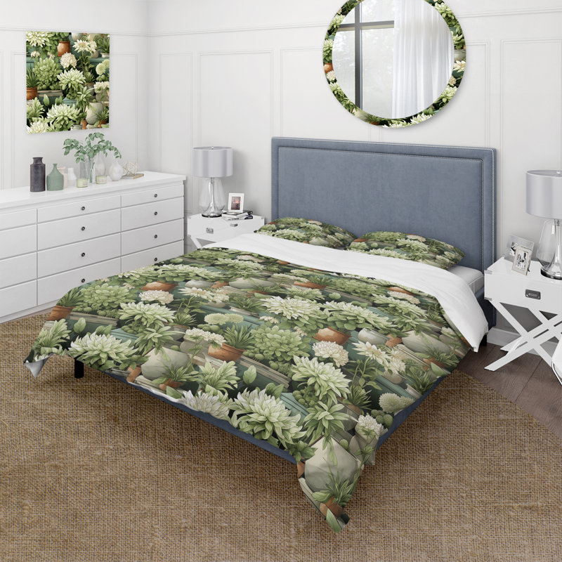 Ensemble de housse de couette Zen Garden Oasis I, Housse de couette pour grand lit et 2 taies décor