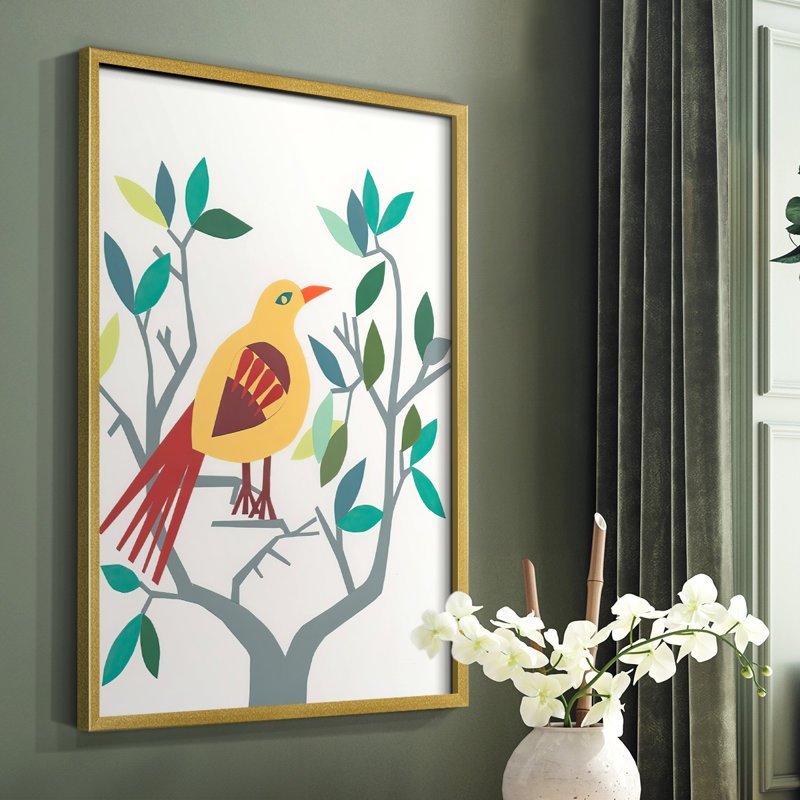 «Whitty Bird III», reproduction encadrée - bois massif, H 28 po x l 22 po, Or