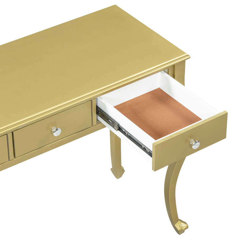 Luxury Makeup Vanity Desk With Oval Mirror, 3-Drawer Dressing Table For Jewelry Storage, Elegant Console Table For Entryway, Living Room & Bedroom, Stylish Home Decor