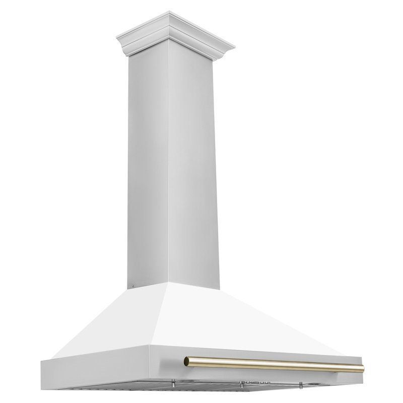Hotte de cuisine en acier inoxydable 36 po ZLINE, Blanc mat / bronze champagne