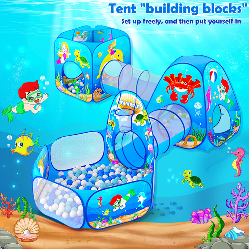 Tunnel de jeu intérieur / extérieur en polyester avec sac de transport pour enfants 2 pi 10 po x 9 pi 10 po