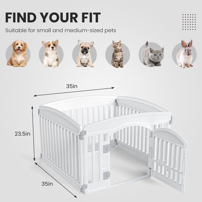 Clôture pliante ajustable pour chien pour petits et moyens chiens, Blanc
