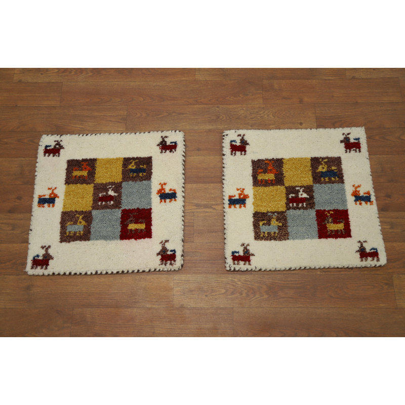 Ensemble de deux tapis orientaux style Gabbeh faits à la main 1 x 1