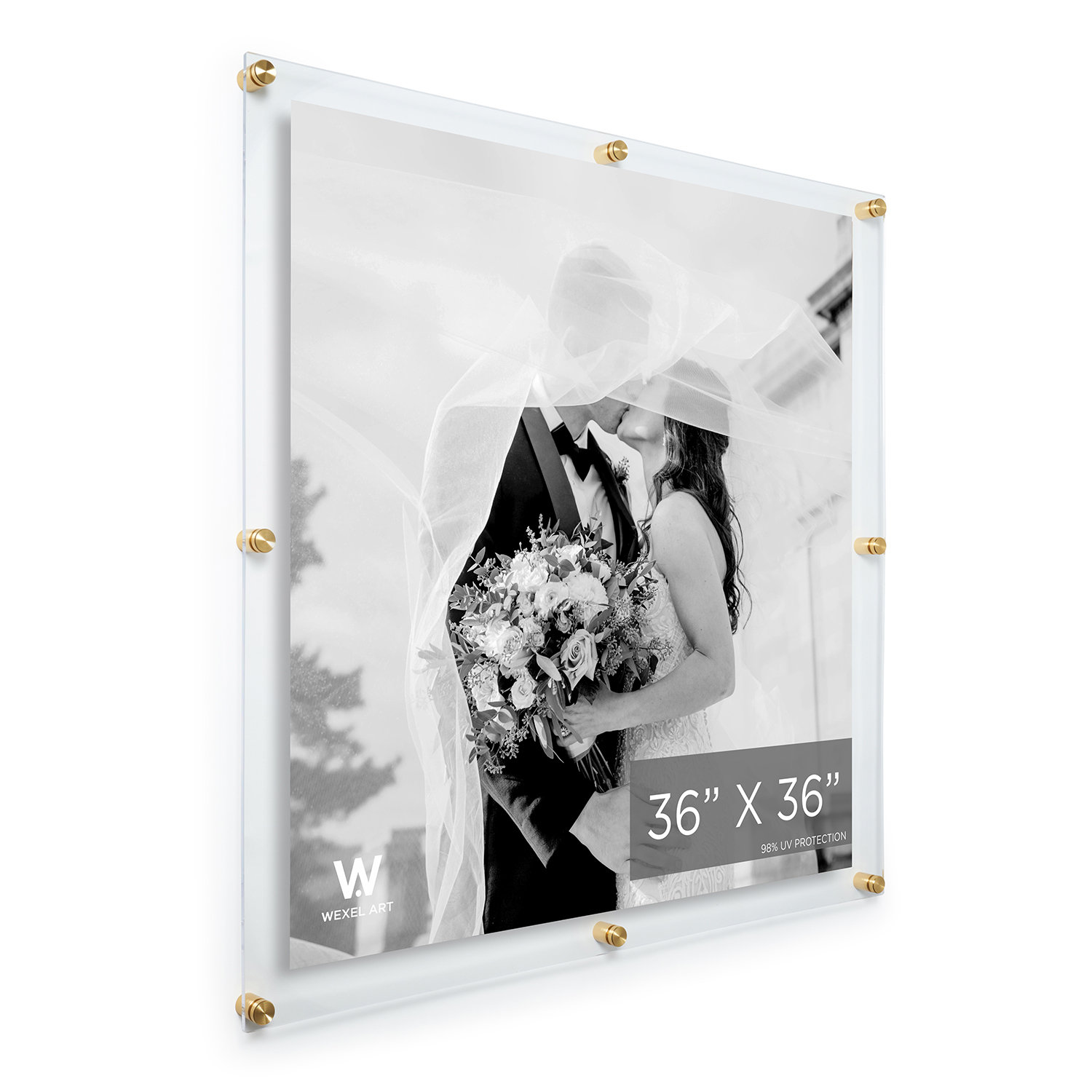 Acrylic Floating Picture Frame, Gold, 36" W x 36" H