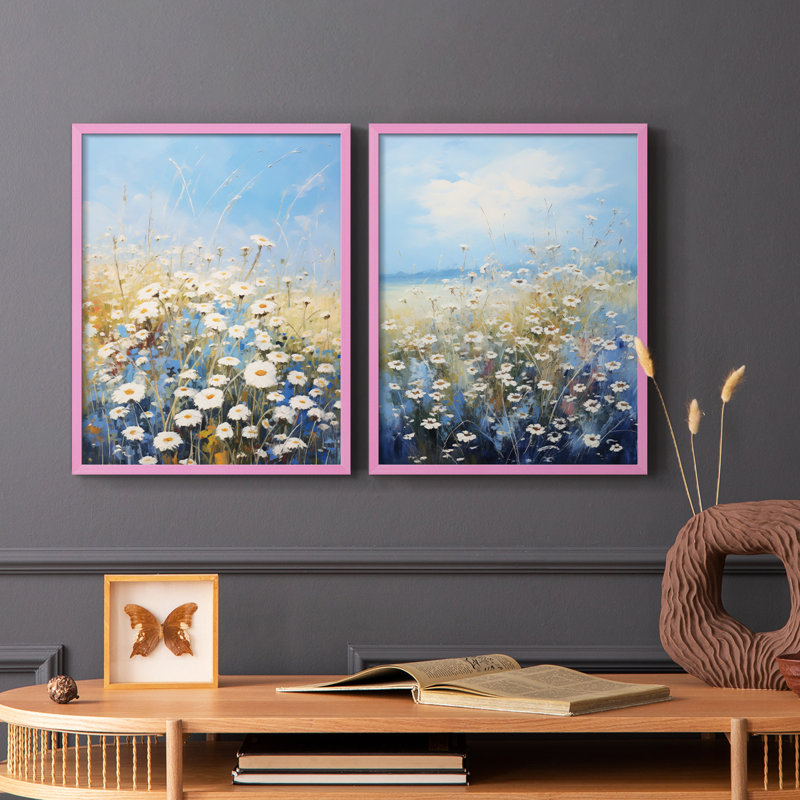 Impression encadrée FLORAL Series I-Premium - prête à être accrochée - aucun clou requis - aucun clou requis, Rose