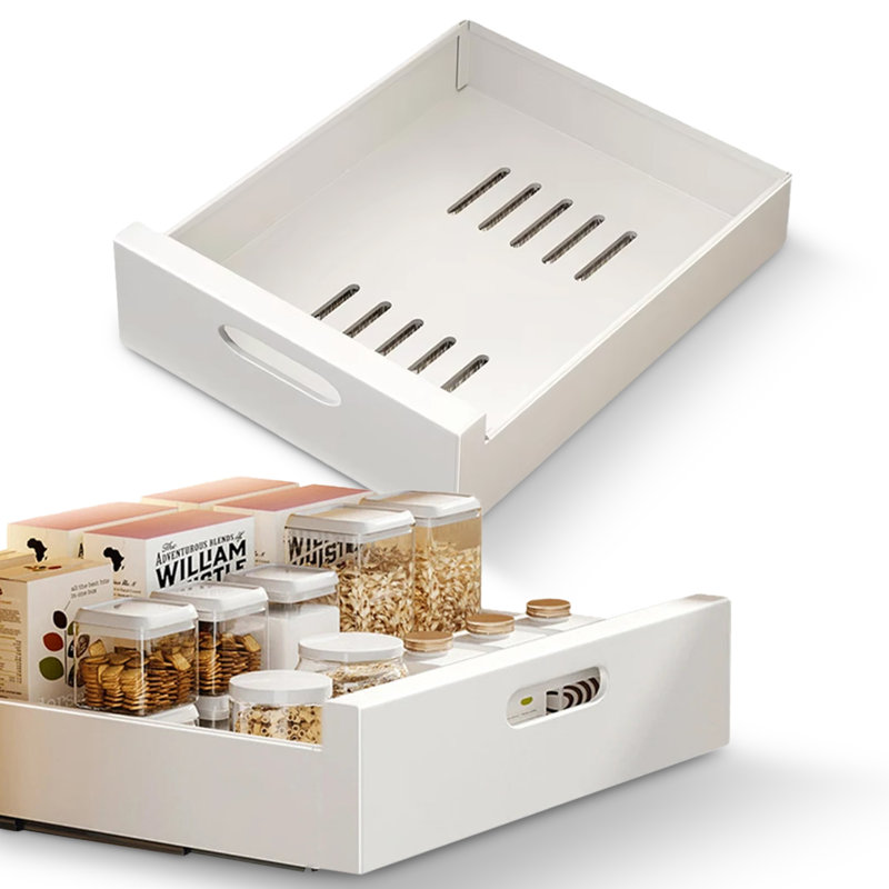 Tiroirs de rangement coulissants en acier au carbone avec tablettes coulissantes adhésives, H 3,1 po x l 11,8 po x P 17 po