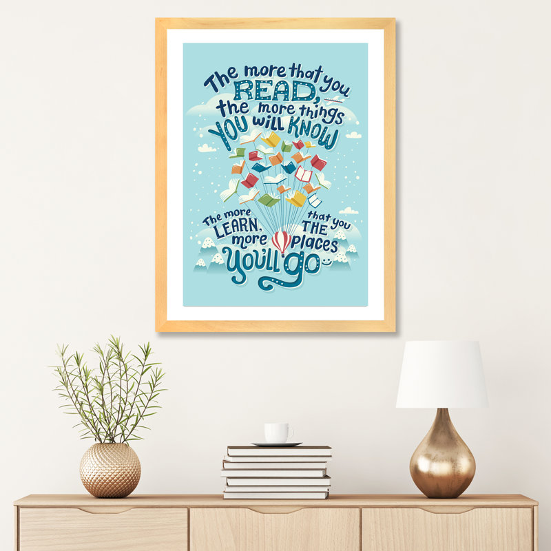 Dr Seuss Quote par Risa Rodil - reproduction d'art textuel, H 32 po x l 24 po x P 1 po, Papier avec cadre beige, Blanc