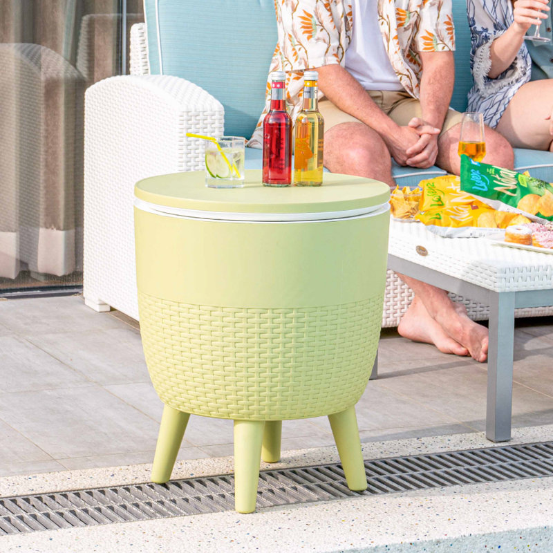 Cancun Resin Outdoor 2-In-1 Side Table and Cooler, Wasabi Green