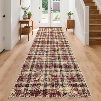 Plaid Machine Printed Area Rug