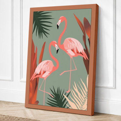 Flamingo Garden Tropical - Wrapped Canvas