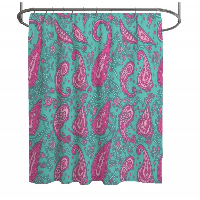 Rideau de douche à motif cachemire - Décoration de salle de bain abstraite, H 83 po x l 70 po