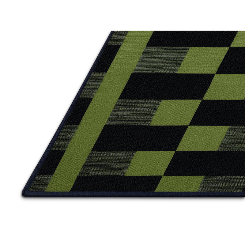 Tapis bleu à carreaux lavable à la machine, Rectangle 4 pi x 6 pi