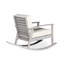 Chaise berçante en eucalyptus avec coussins foncés, gris argenté pour zone de détente extérieure-483850184