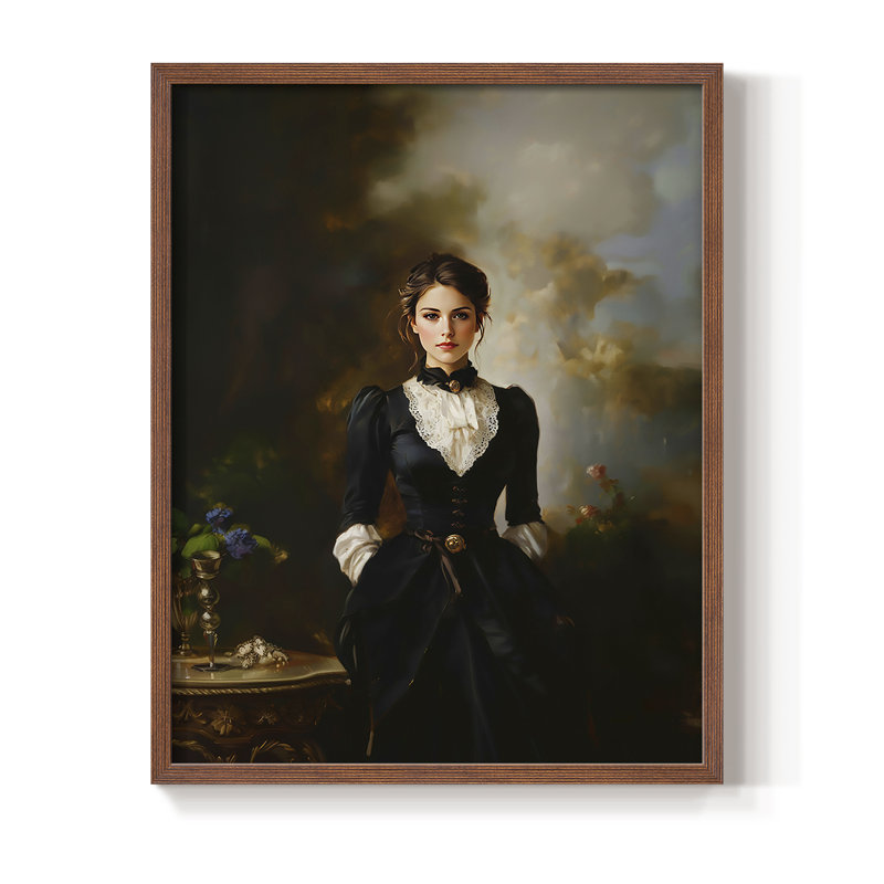 Reproduction encadrée WOMEN Series CCxxv - bois massif, H 15 po x l 12 po, Noyer