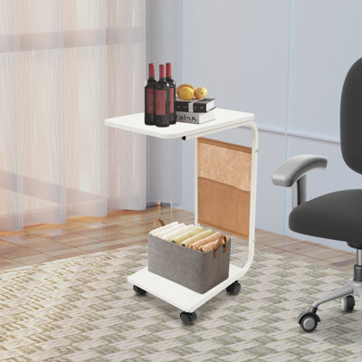 C Shaped Side Table  W/ Brake Caster