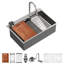 Évier de cuisine en acier inoxydable à cascade avec robinet rétractable L 33 po x l 22 po Waterfall-110910858