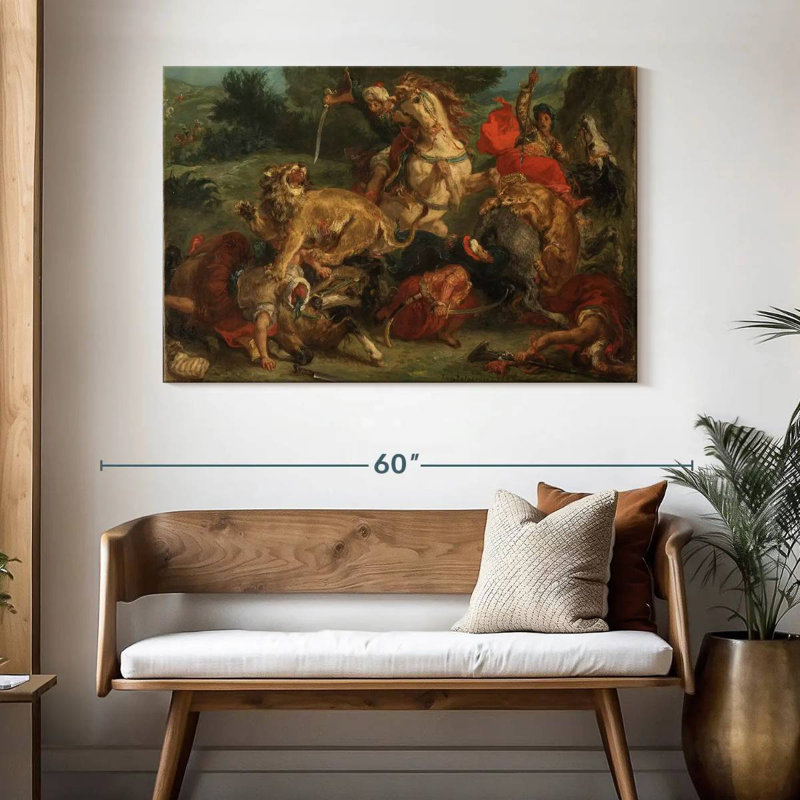 Senne la chasse au lion, H 32 po x l 48 po