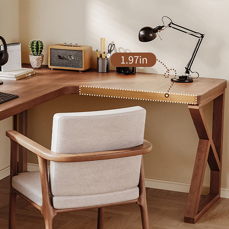 Bureau simple en L en bois de pin massif
