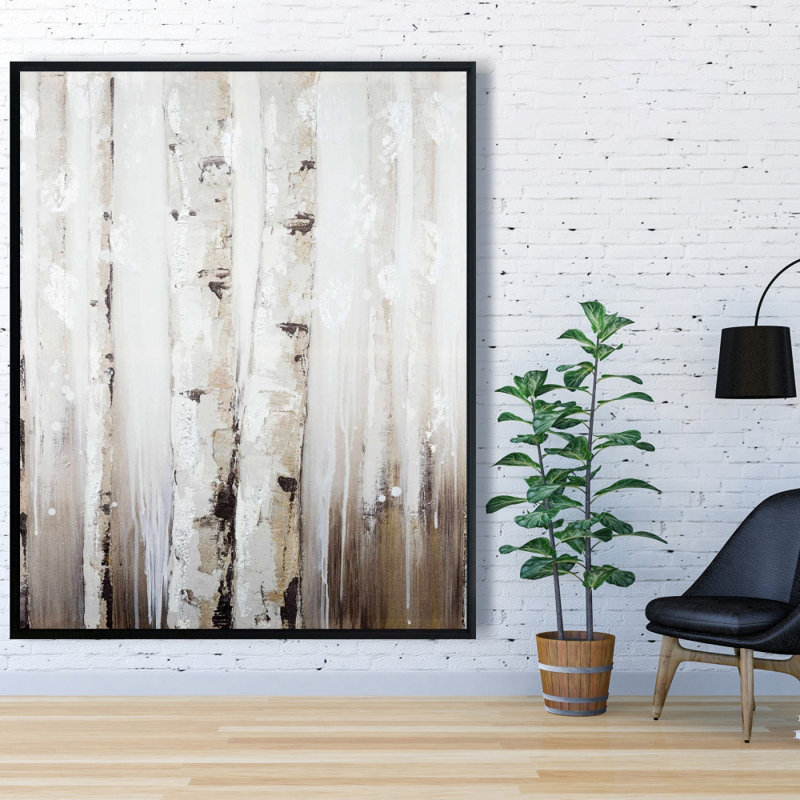 Abstract White Birches Print On Canvas