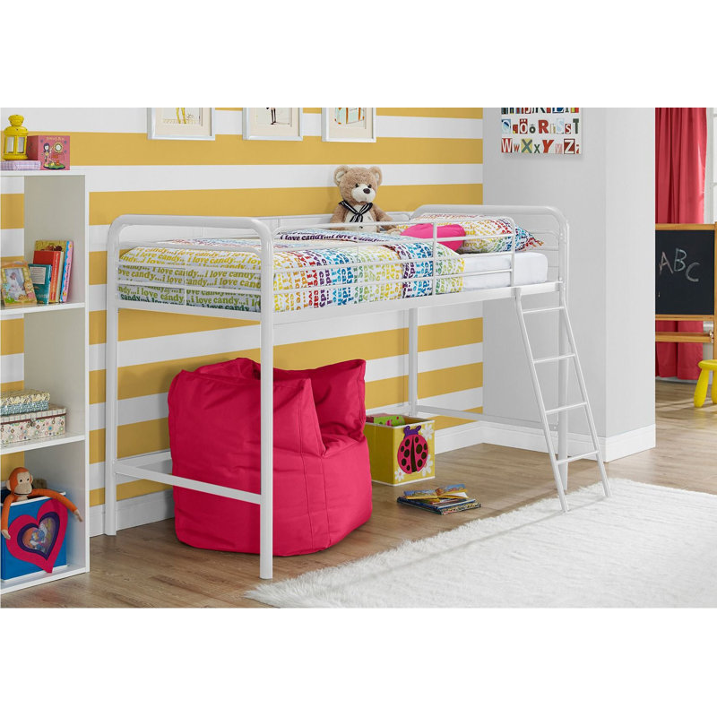 Mcadory Single Metal Mid Sleeper Loft Bed Bed, White