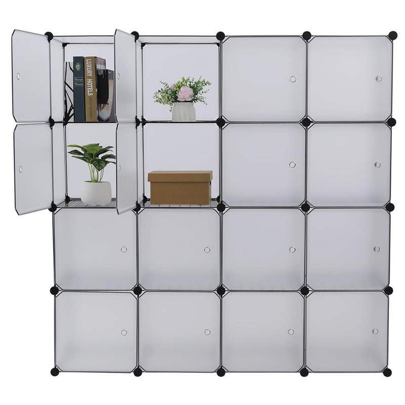 16-Cube Storage Shelf Cube Shelving Bookcase Toy Organizer Cabinet White