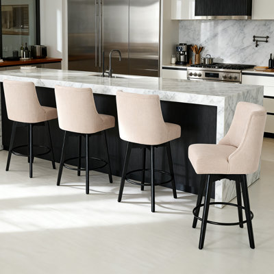 Swivel Counter Stools, Bar Stools With Footrest And Back,Upholstered Barstools With Solid Wood Legs,Stable Design For Kitchen, Restaurant, Bar, Cafe by Corrigan Studio