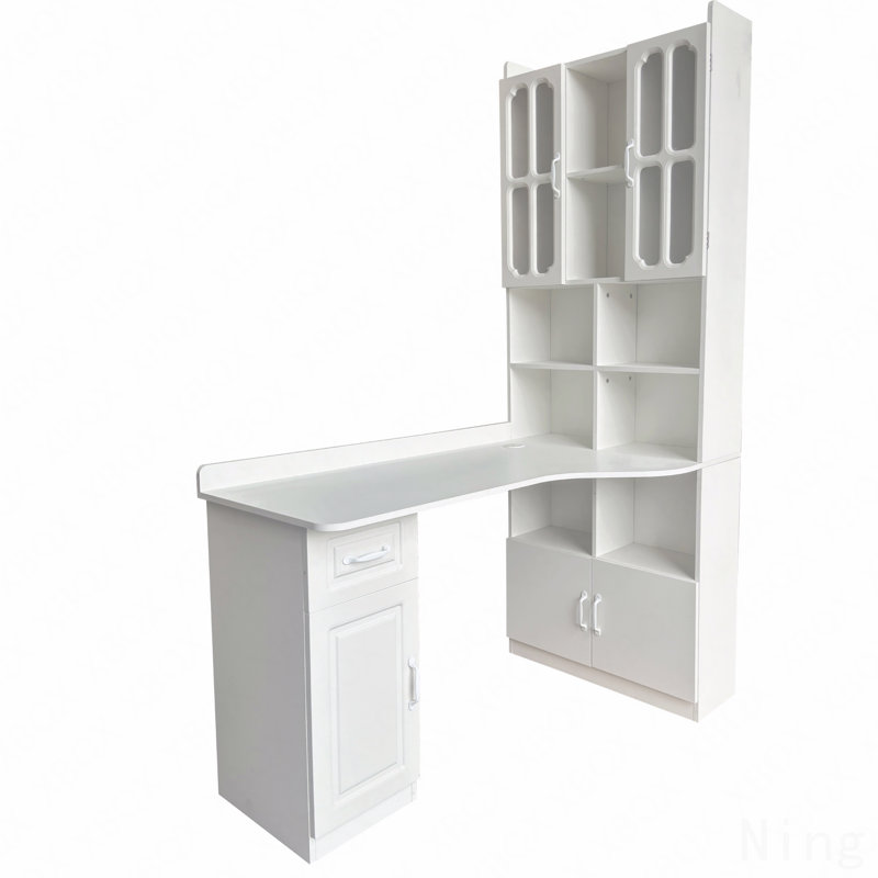 Bureau d'ordinateur d'angle en L pour bureau à domicile ou bureau d'étude, table d'étude de style moderne avec tiroirs, bibliothèque et huche, conception en L 2 en 1, grand espace de travail, blanc