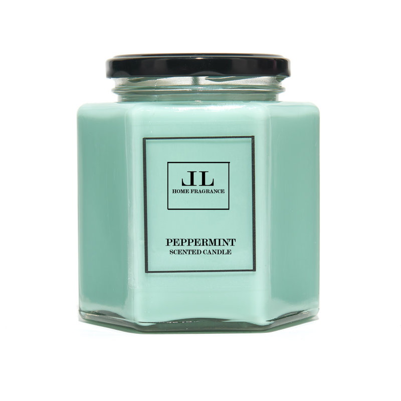 Peppermint Scented Jar Candle, 10cm H x 8cm W x 8cm D