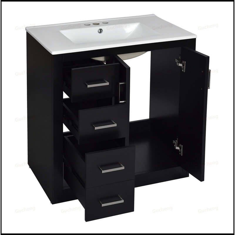 30"Wooden Freestanding Bathroom Vanity With Ceramic Sink
