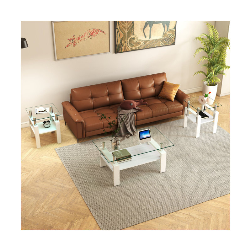 Ensemble de table de salon avec table carrée et table basse rectangulaire