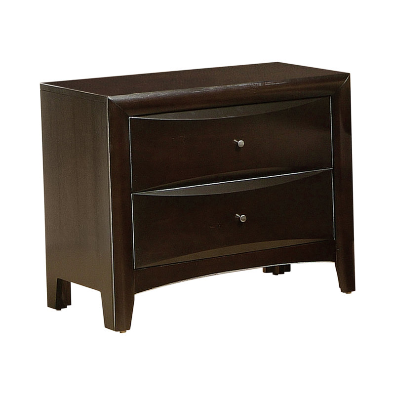 Ensemble de chambre à coucher 2 pièces avec table de chevet Hedlund Cappuccino, Grand