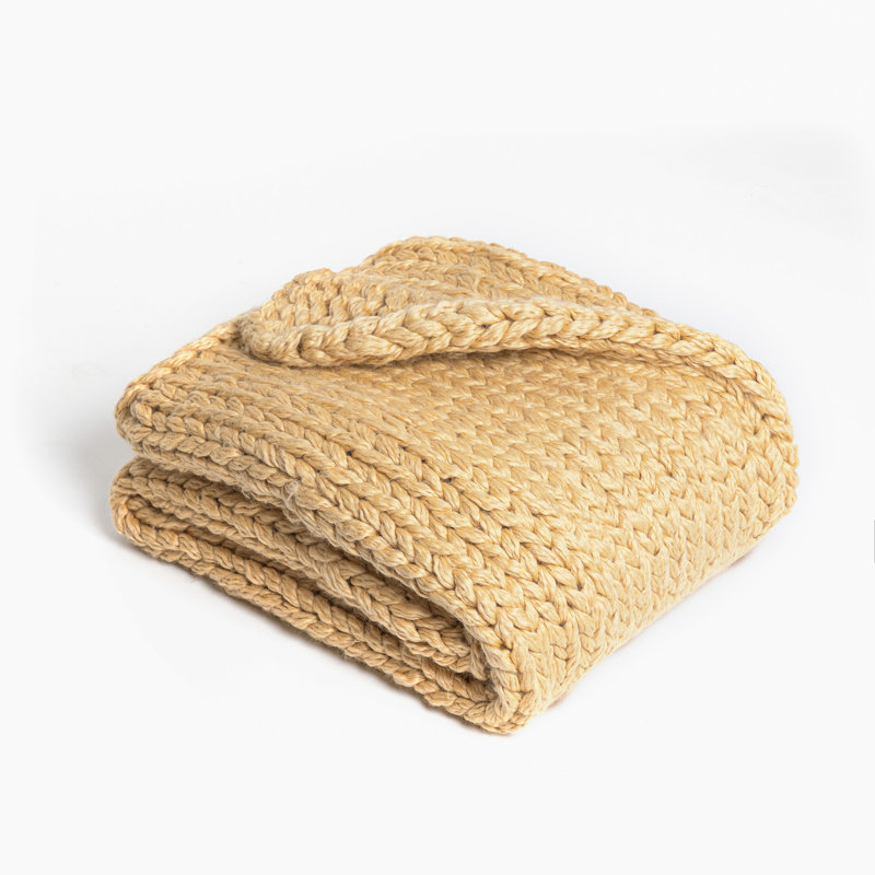 Zage Cable Knit Throw Blanket, Oak