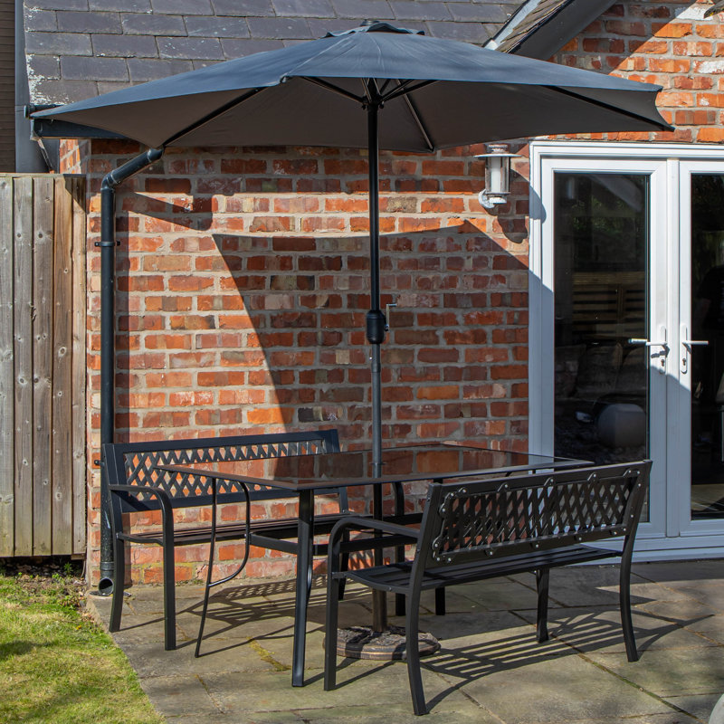 Charleah Rectangular 5 - Piece 4 - Person Outdoor Table Set, Grey