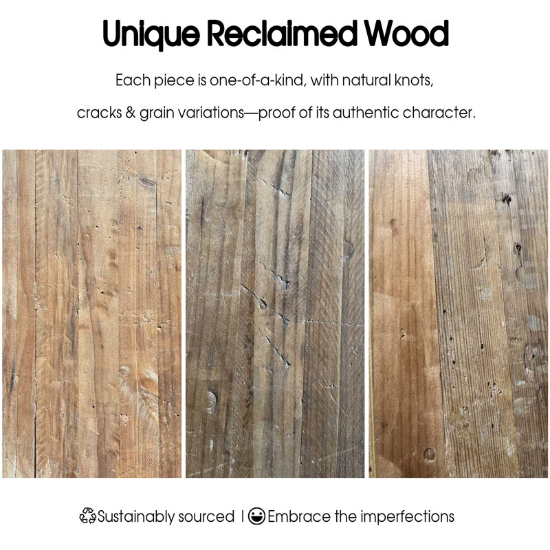 43.3'' Solid Reclaimed Wood Bench with Shelf, 17.4" H x 55" W x 11.8" D