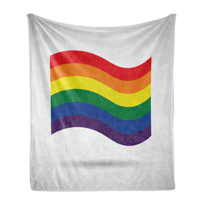 Ambesonne Pride Fleece Throw Blanket Waving Gay Flag Illustration Multicolor