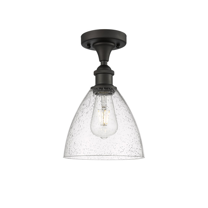 Aloisa Glass Semi Flush Mount, 11.25" H x 7.5" W x 7.5" D, Oil Rubbed Bronze