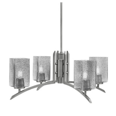 Kurve Light Chandelier With 3.5" Square Smoke Bubble Glass