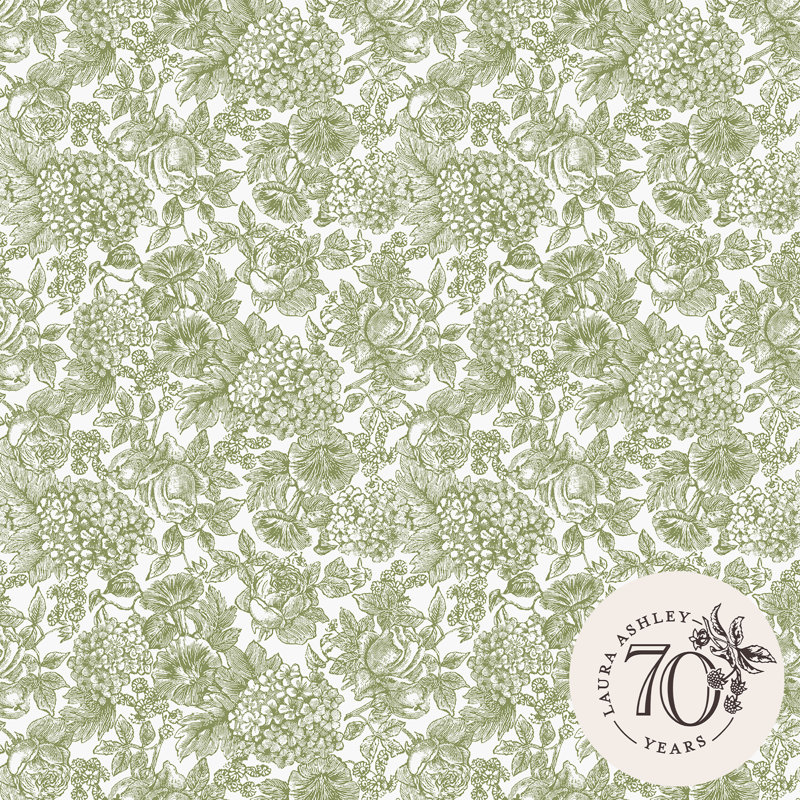 Laura Ashley Louise Moss Green Removable Wallpaper