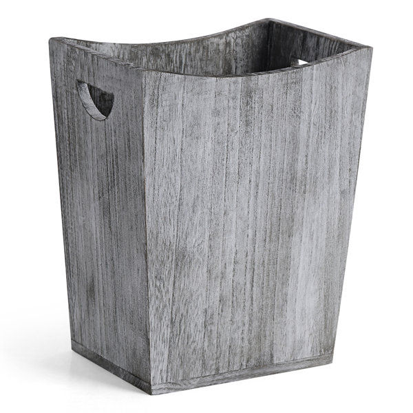 Corrugated Metal Rectangular Storage Basket with Wood Handles, Toiletr –  MyGift