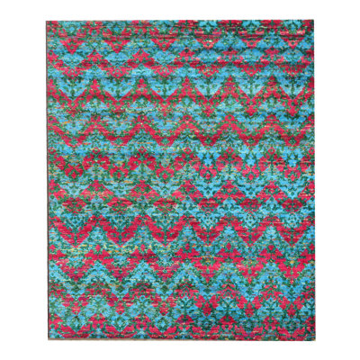 8X10 Modern Hand-Knotted Silk Area Rug